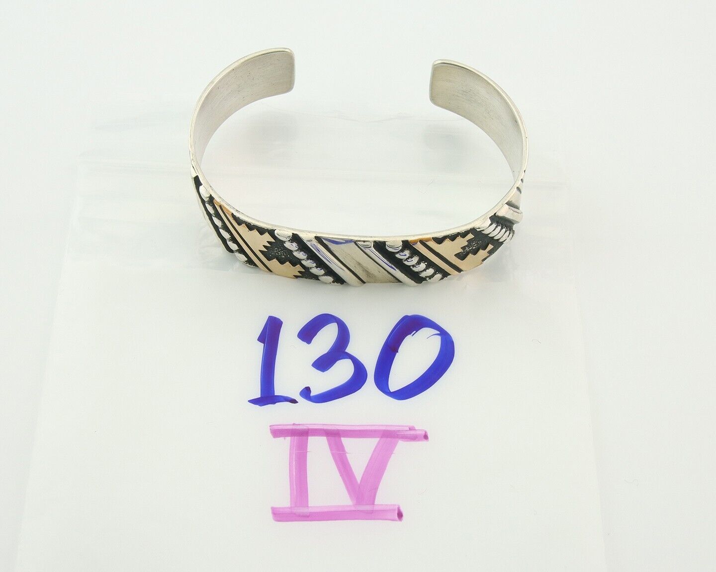 Navajo Bracelet Gold & 925 Silver Handmade 16 mm Wide Signed Thomas Singer C80s