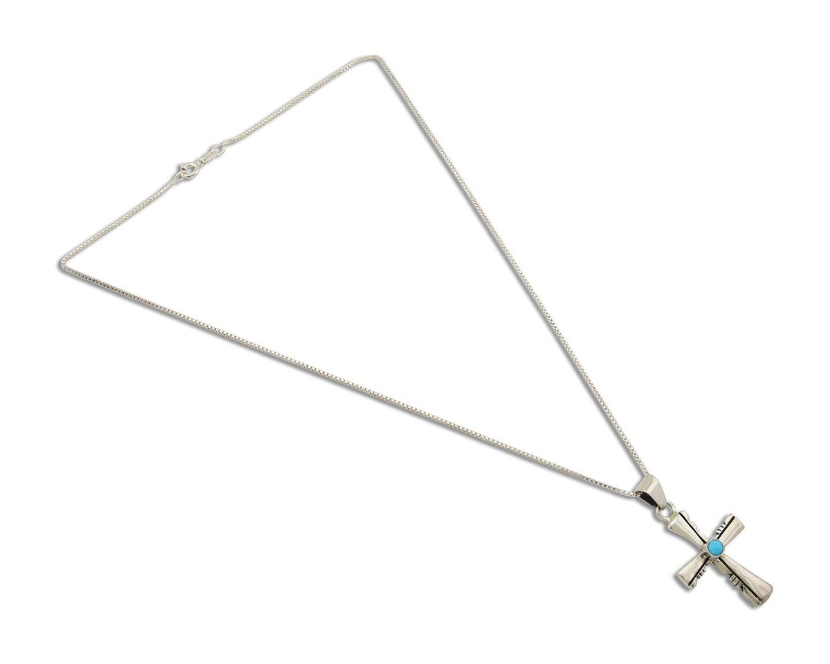 Navajo Necklace 925 Silver Natural Turquoise Native Artist Signed C.80's