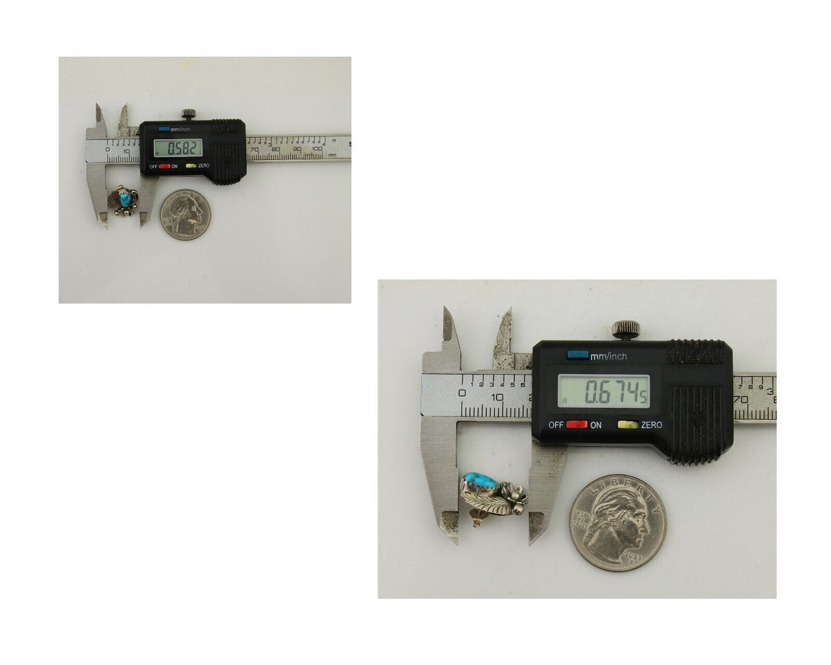 Navajo Dangle Earrings 925 Silver Natural Turquoise Native American Artist C80s