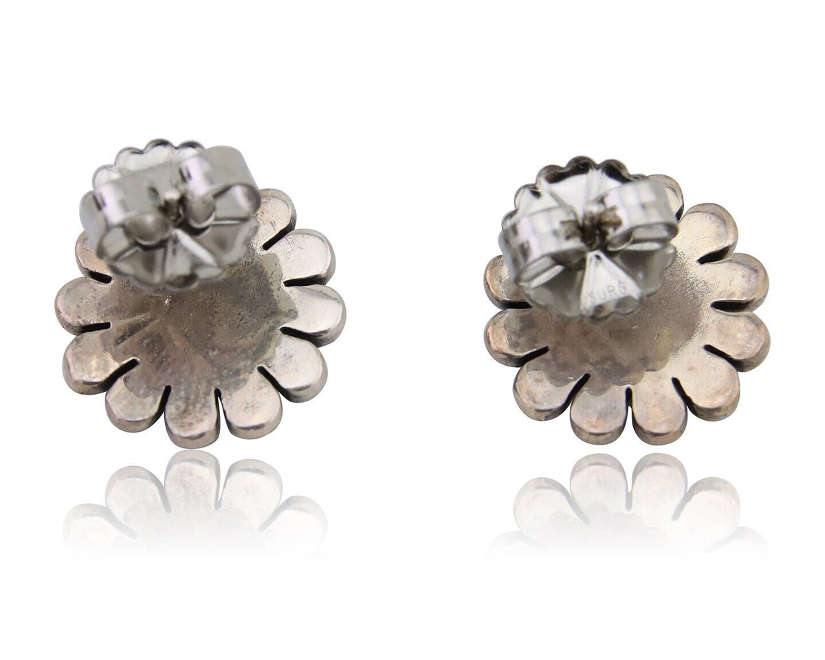 Navajo Tiwa Sun Earrings 925 Silver Native American Artist C.80's