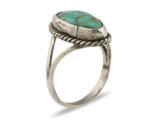 Navajo Ring 925 Silver Kingman Turquoise Artist Native American Signed C.80's