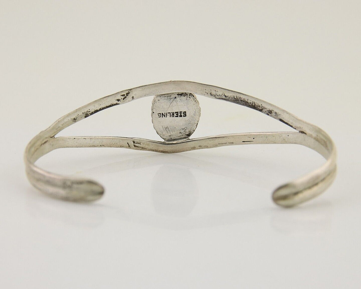 Navajo Hand Stamped Cuff Bracelet Turquoise 925 Silver Native American Artist