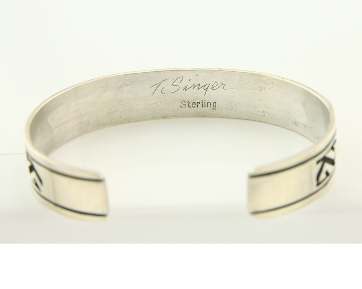 Mens's Navajo Bracelet 925 Silver Artist Signed Thomas Singer Cuff Made 1980's