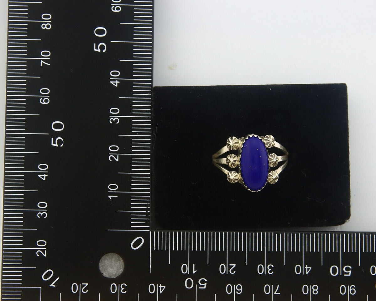 Navajo Ring 925 Sterling Natural Lapis Handmade Native Artist C.80's