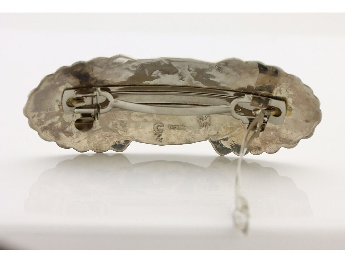 Women's Navajo Hair Clip Hand Stamped 925 Silver Artist Signed C Montoya C.80's