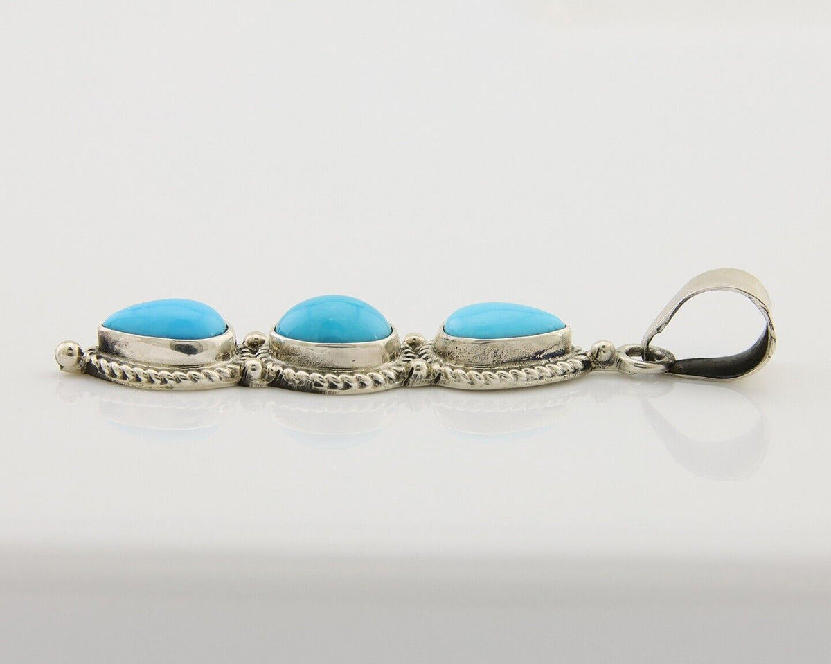 Navajo Necklace 925 Silver Natural Turquoise Artist Kathllen Chavez C.80's