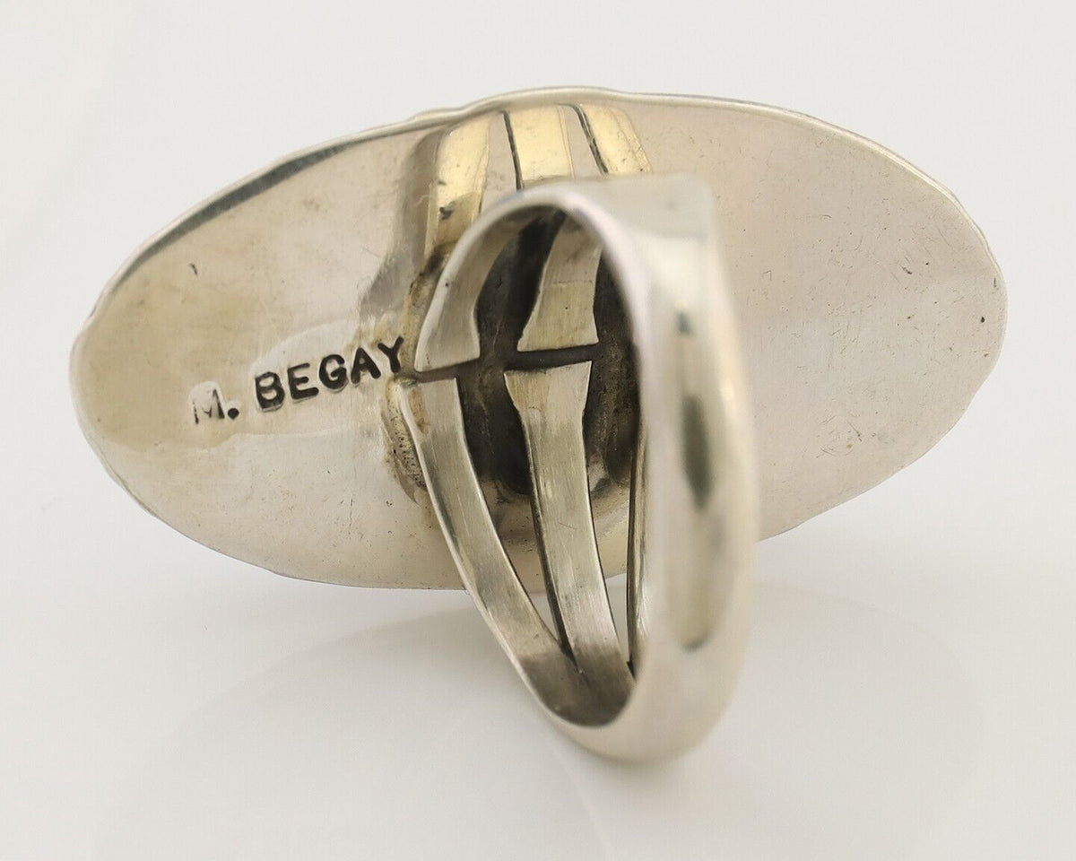 Navajo Ring 925 Silver Blue Turquoise Native Artist Signed M Begay C.80's