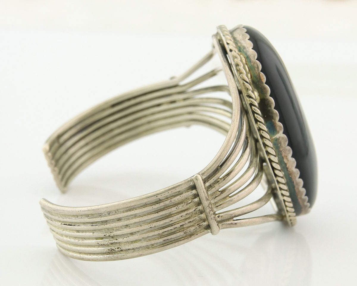 Vintage Navajo Bracelet 925 Silver Onyx Traditional Handmade Native American