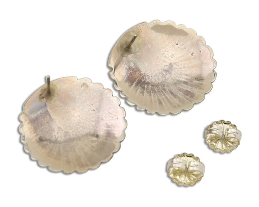 Navajo Earrings 925 Silver Natural Blue Native American Artist C.80's