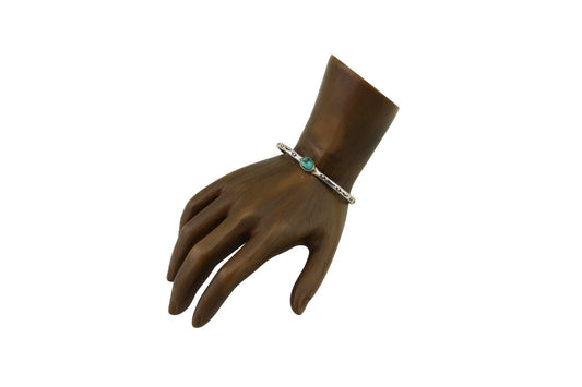 Navajo Hand Stamped Cuff Bracelet Turquoise 925 Silver Native American Artist