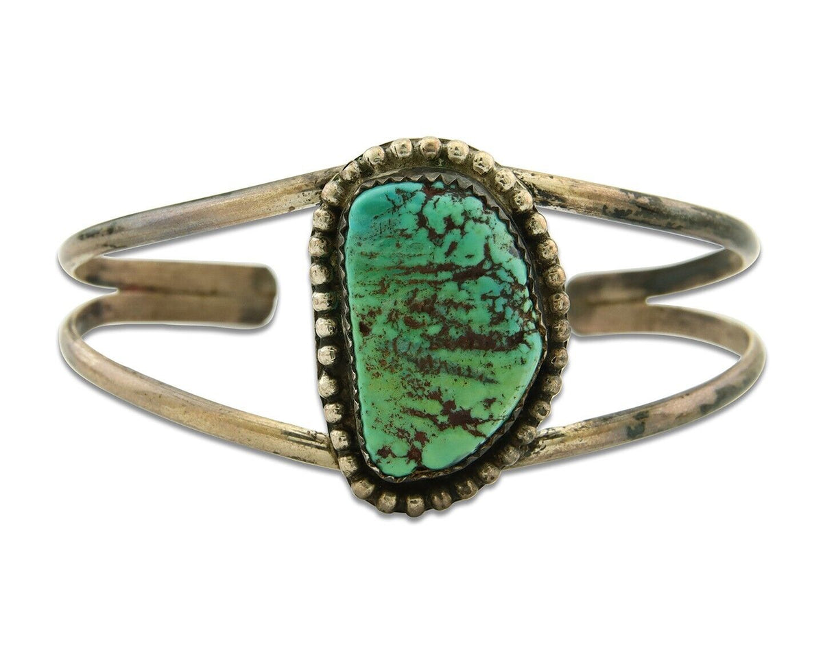 Vintage Navajo Bracelet 925 Silver Natural Blue Turquoise Native American Artist