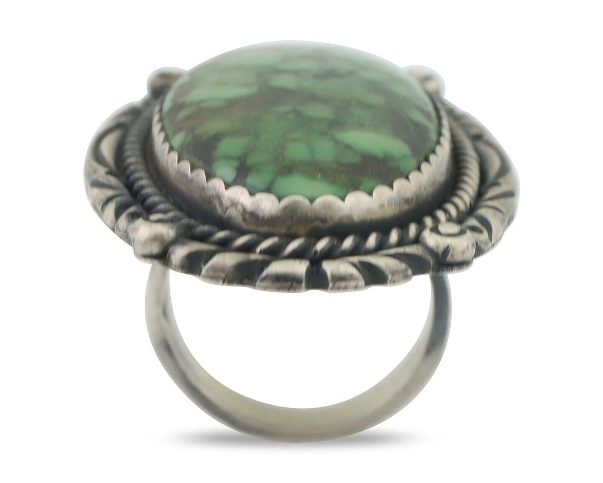 Navajo Ring 925 Silver Varascite Native American Artist C.80's