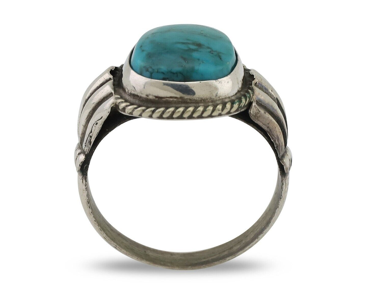 Navajo Handmade Ring 925 Silver Blue Turquoise Native American Artist C.80's