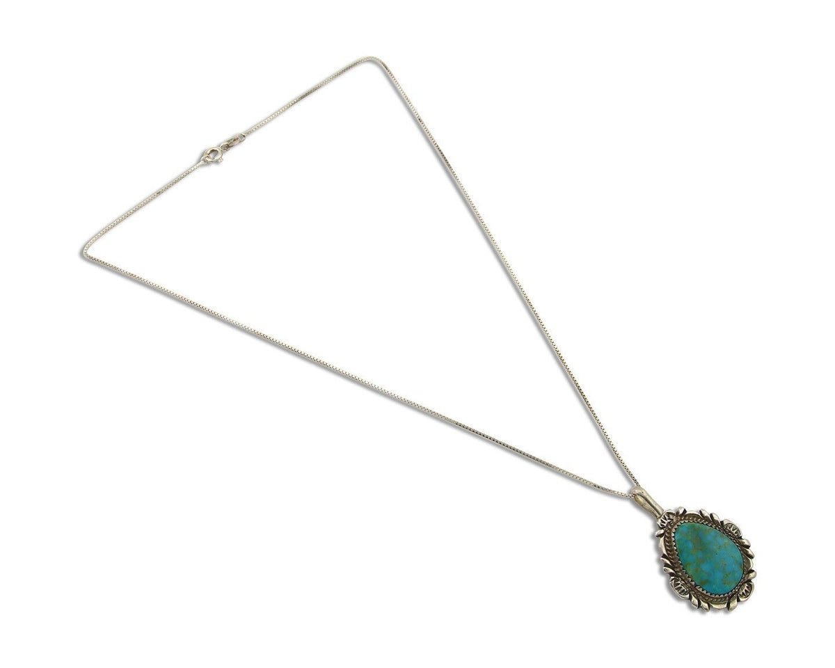 Navajo Necklace 925 Silver Natural Turquoise Artist Signed Billie Eagle C.80's