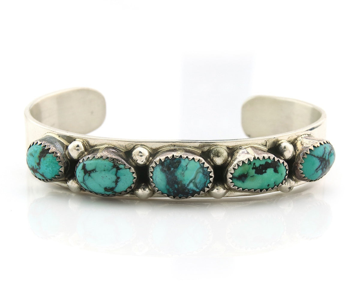 Navajo Bracelet Sterling Silver Nevada Turquoise Artist Signed C Jones