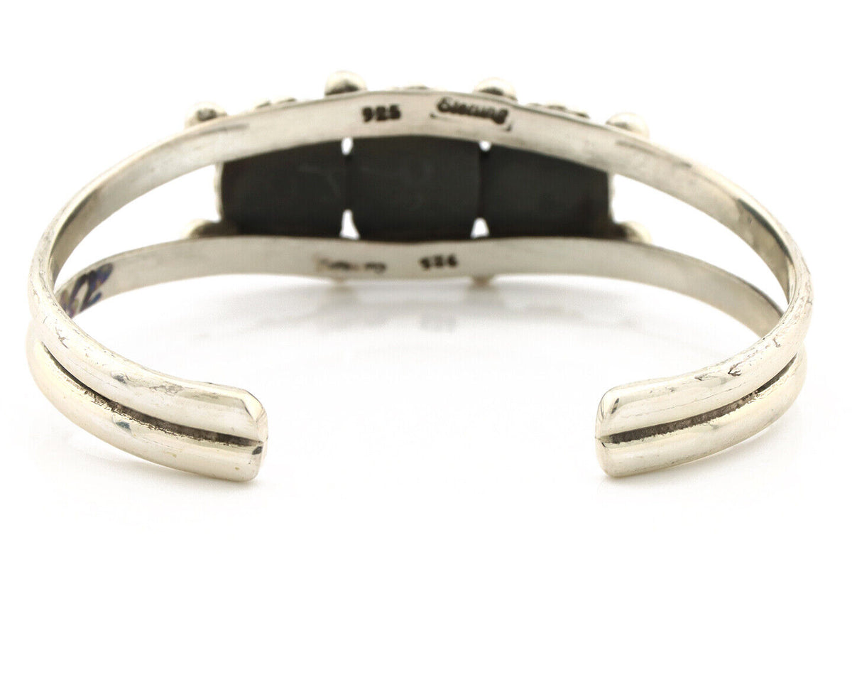Navajo Bracelet .925 Silver Natural Red Coral Artist Native American C.1980's