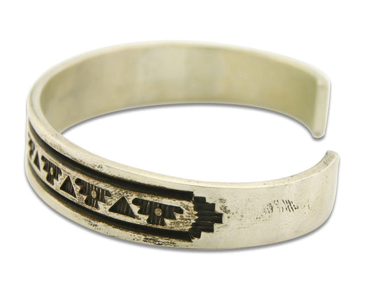 Navajo Bracelet 925 Silver Handmade Cuff Artist Signed Troy Laner C.80's