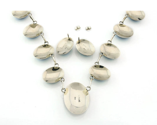 Navajo Necklace Earring Set Sterling Silver Lapis Vintage Signed RW