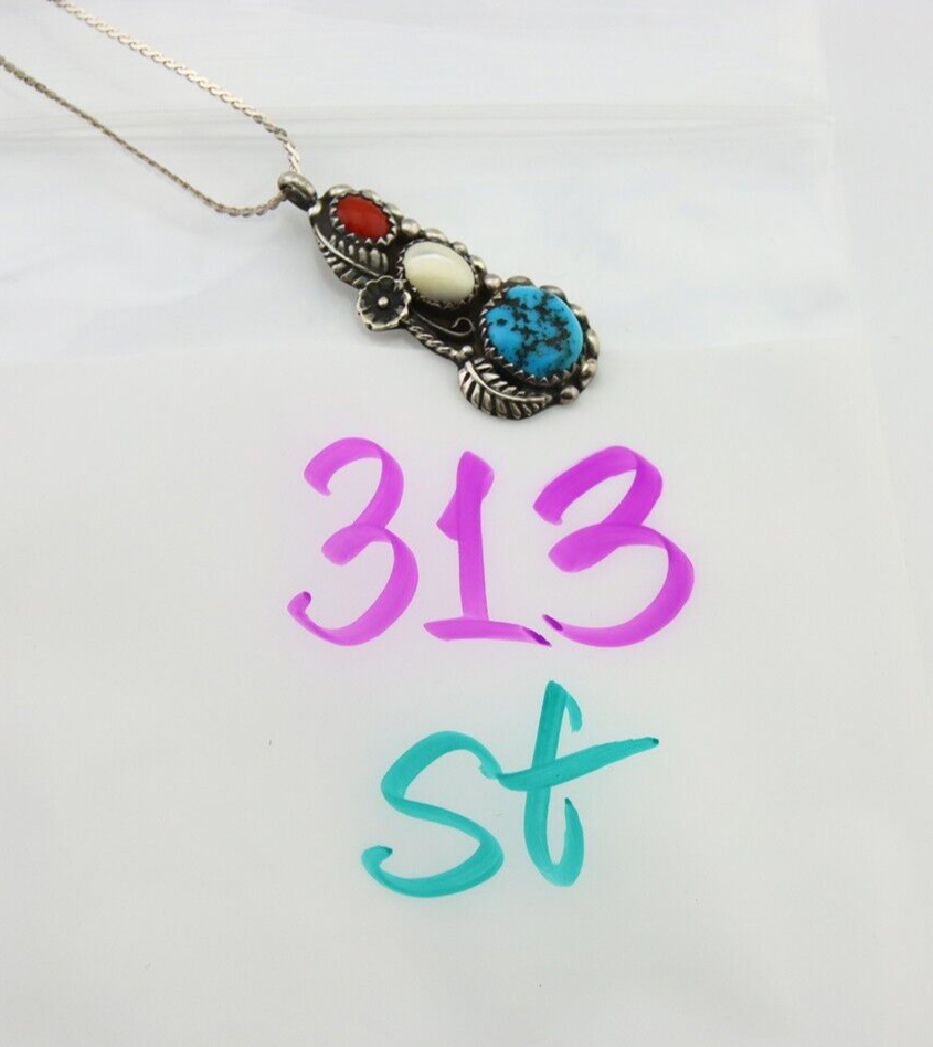 Navajo Necklace 925 Silver Spiderweb Turquoise Artist Signed VK C.80's