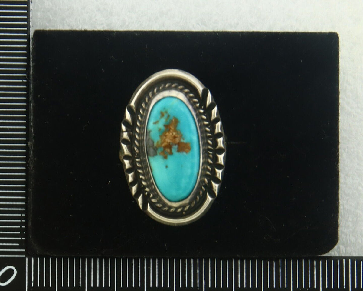 Navajo Ring 925 Sterling Blue Turquoise Artist Signed M Begay C.80's