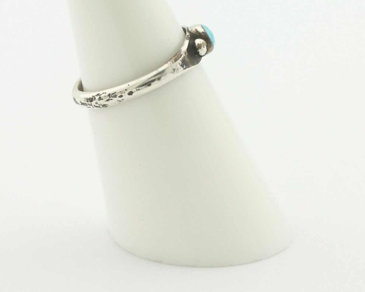 Navajo Ring .925 Silver Sleeping Beauty Turquoise Native American Artist C.80's