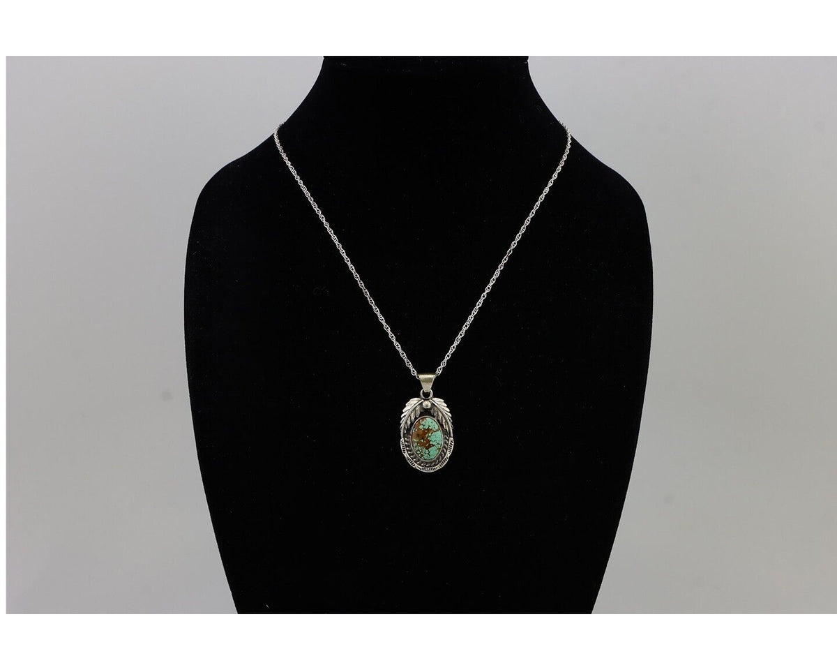 Navajo Mine 8 Turquoise Necklace 925 Silver Artist Signed SunRise C.80's