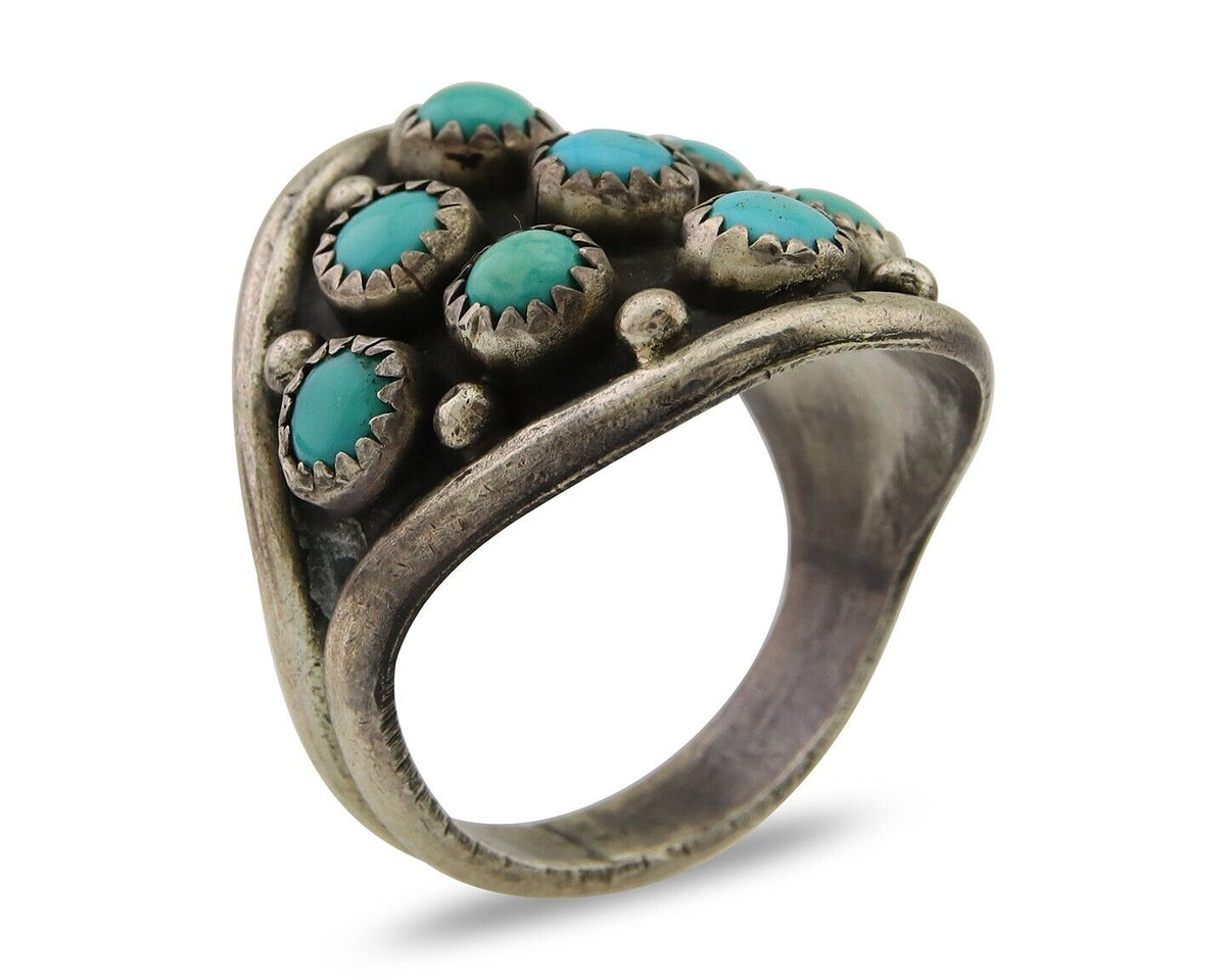Navajo Ring 925 Sterling Silver Turquoise Artist IJC C.80's Men Size 12.5