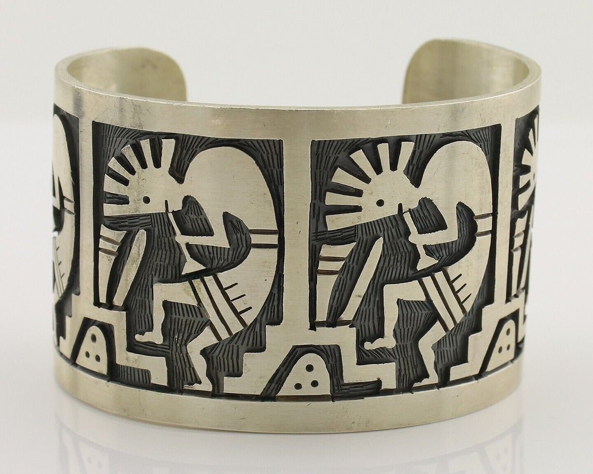 Navajo Kokopelli Bracelet 925 Silver Native American Artist Handmade C.80's