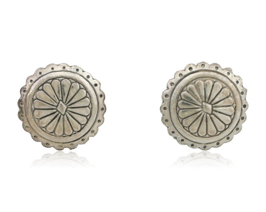 Navajo Small Shield Earrings 925 Silver Native American Artist C.80's