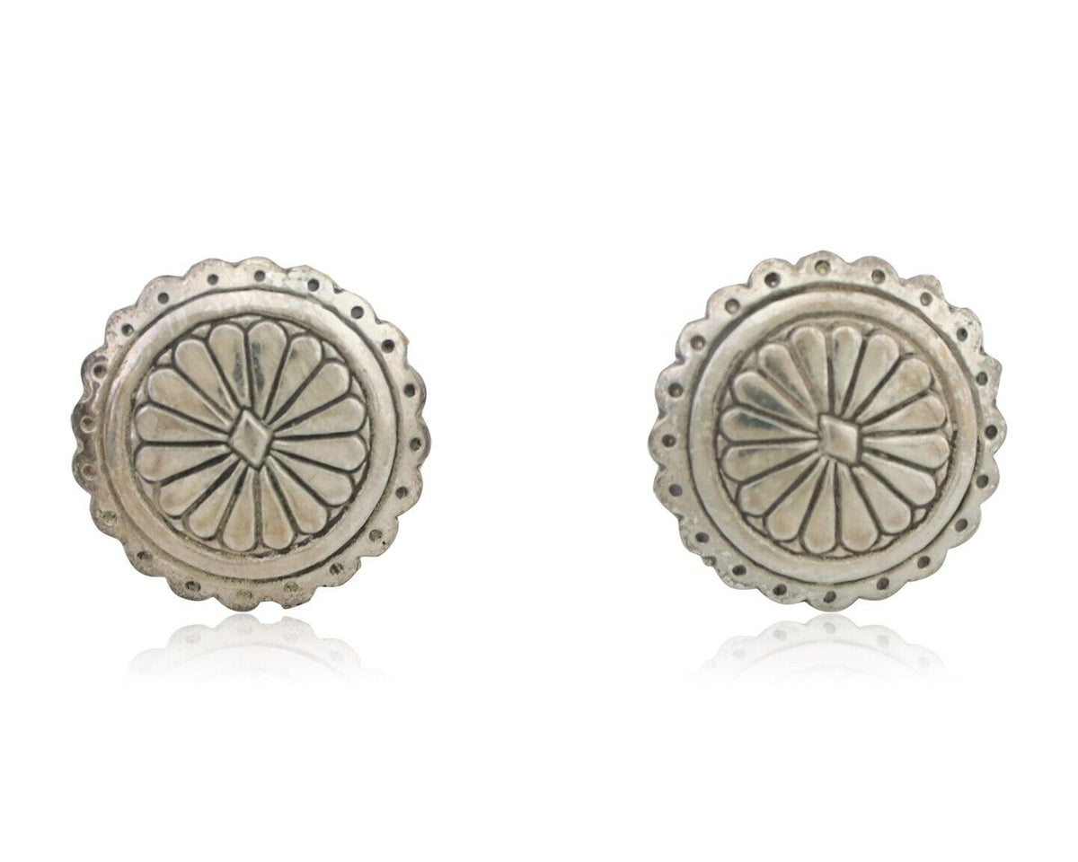 Navajo Small Shield Earrings 925 Silver Native American Artist C.80's