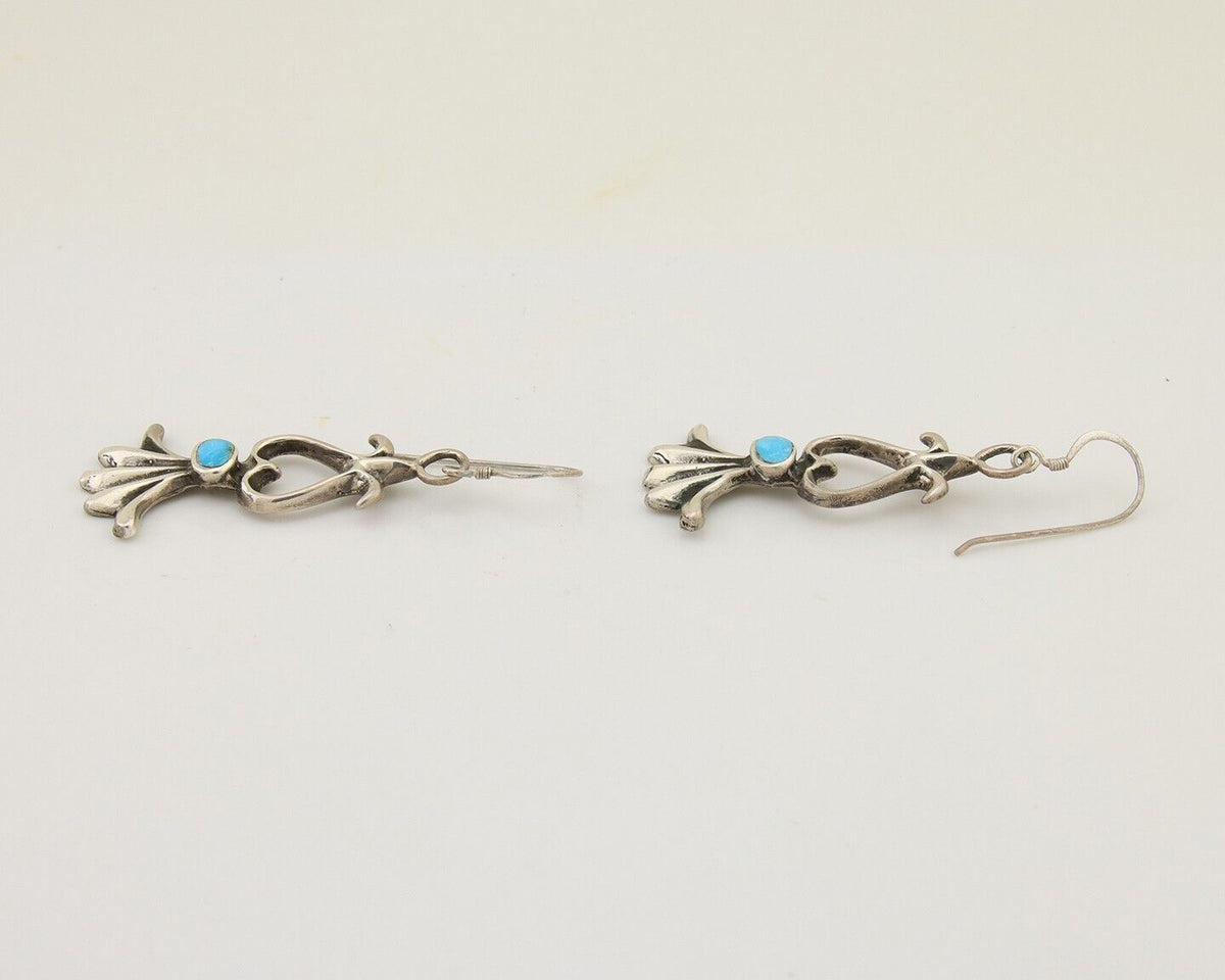 Navajo Dangle Earrings 925 Silver Blue Native American Artist C.80's
