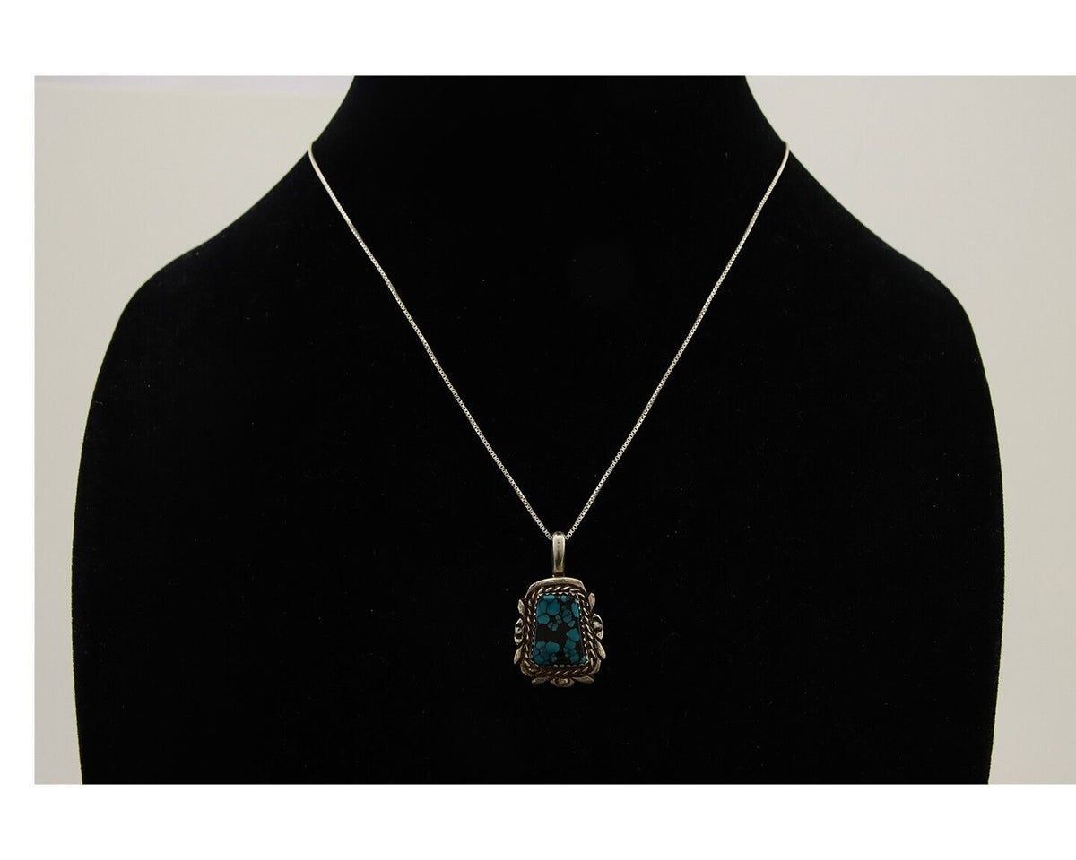 Navajo Necklace 925 Silver Turquoise Artist Signed Billy Eagle C.80's