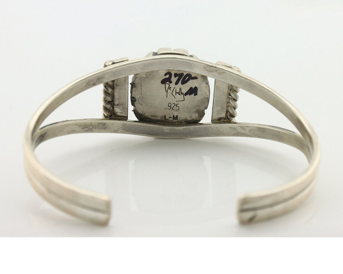 Navajo Bracelet 925 Silver Spiderweb Turquoise Artist Signed De Chelly C.80's
