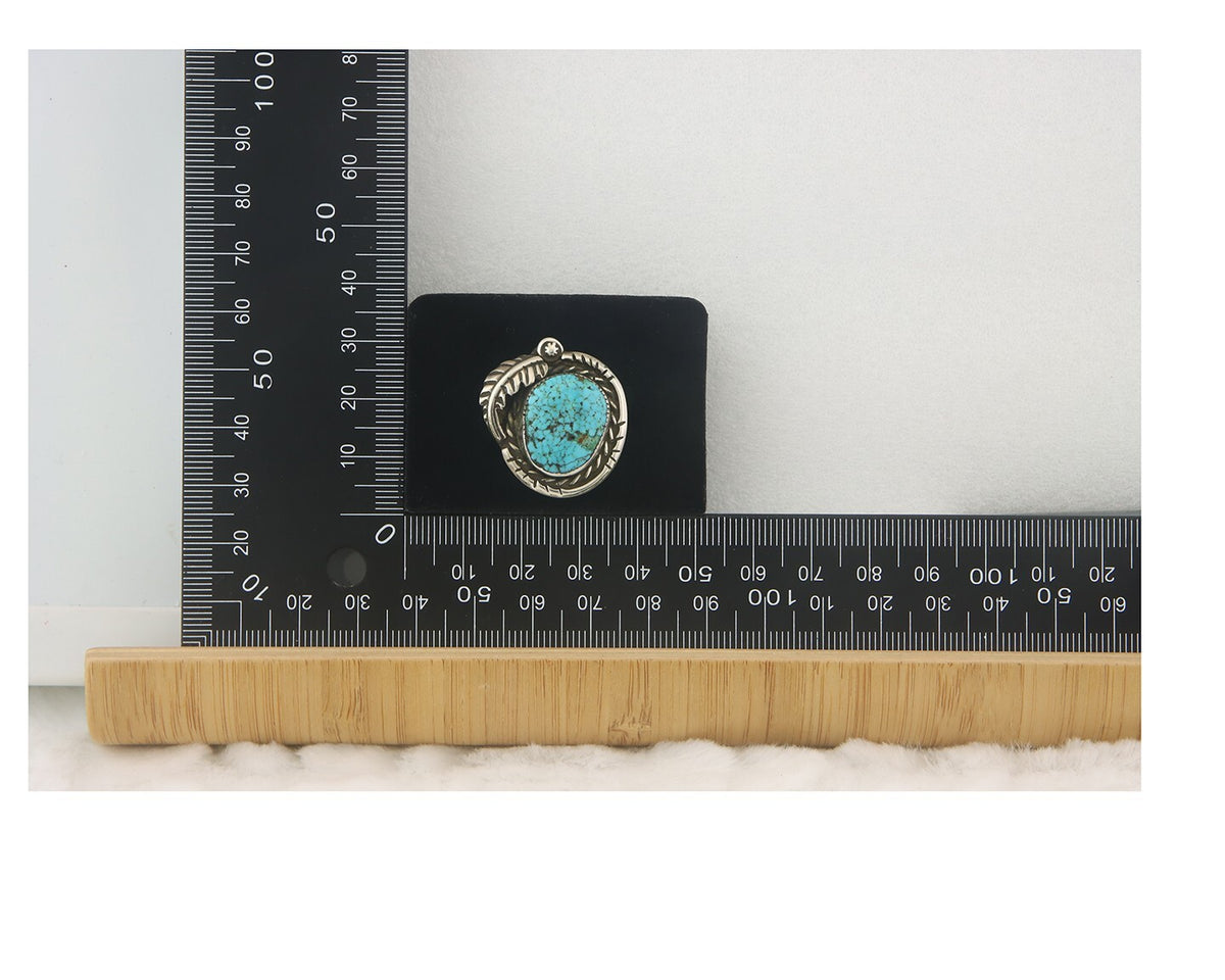 Vintage Navajo Ring 925 Sterling Authentic Turquoise Signed AO Size 7.0