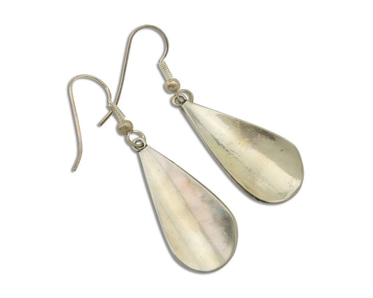 Navajo Kokopelli Earrings 999 Nickel Chip Inlay Turquoise Coral Native American