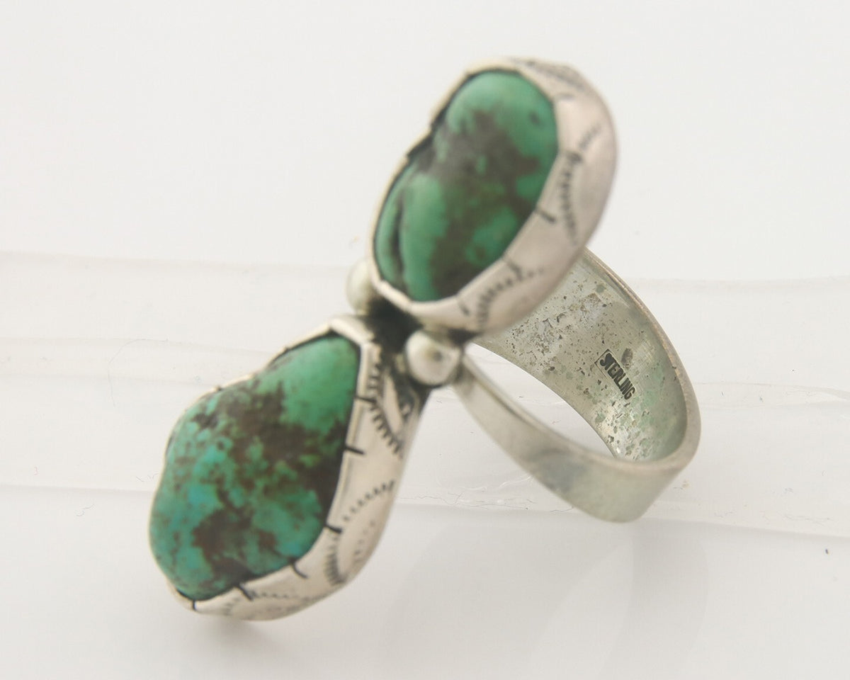 Vintage Navajo Ring 925 Sterling Authentic Turquoise Handmade Size 8.0