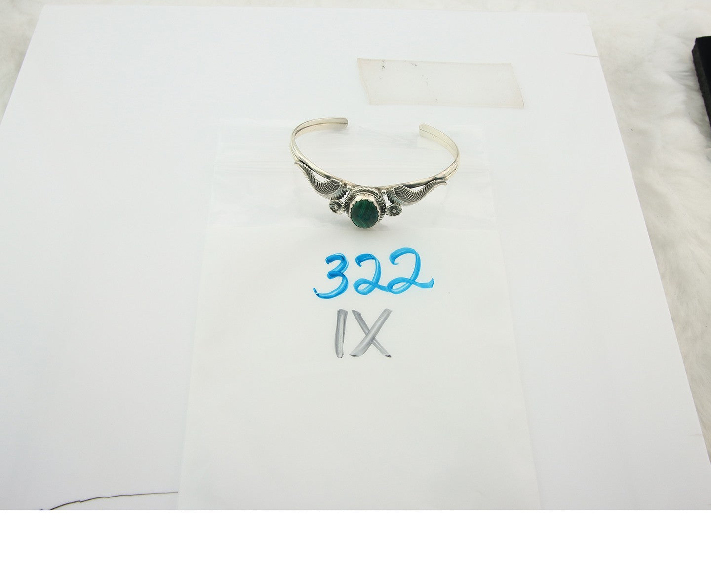 Navajo Cuff Bracelet Sterling Silver Natural Malachite Vintage Signed SN