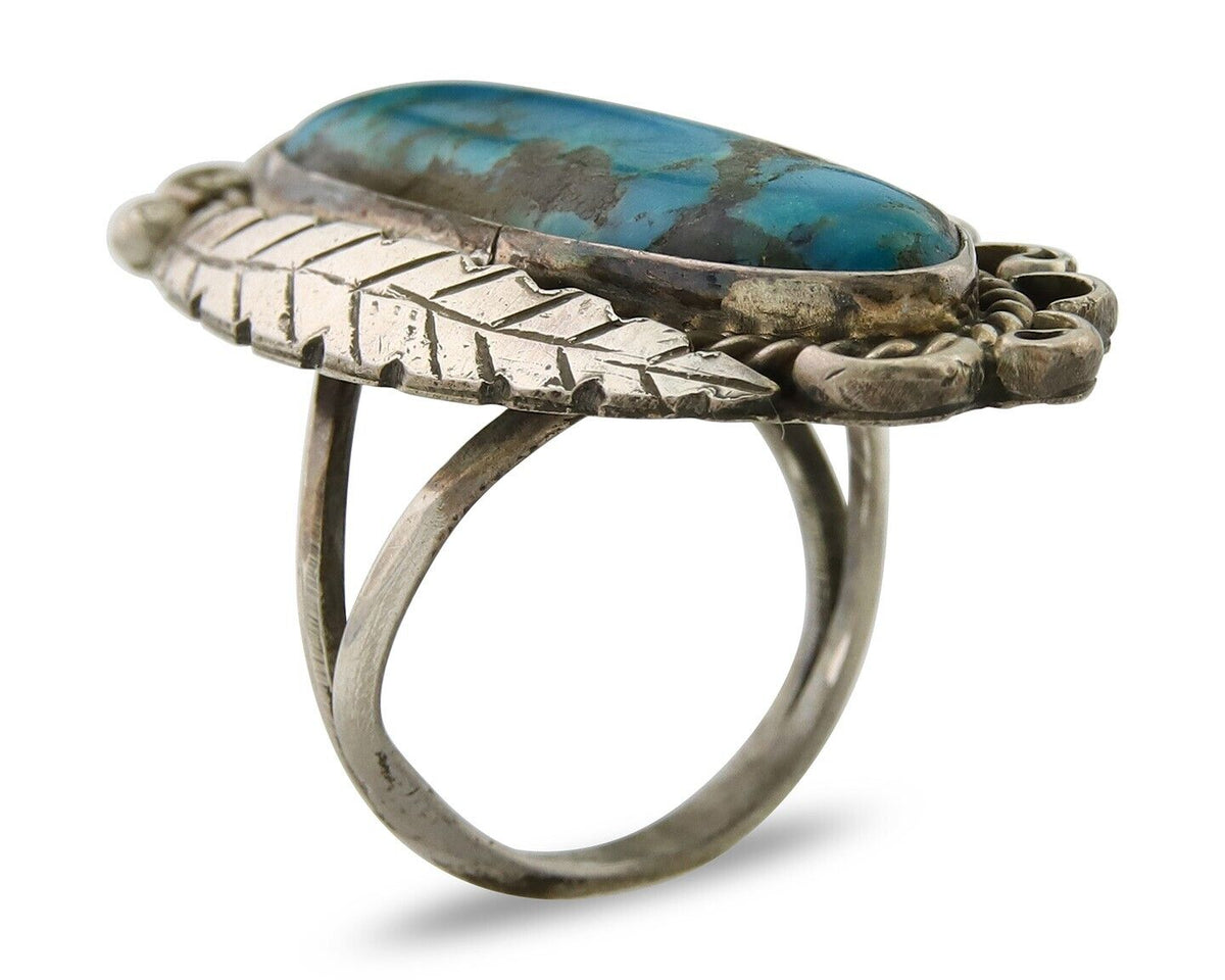 Navajo Ring .925 Sterling Blue Turquoise Artist Signed R Yazzie C.80's