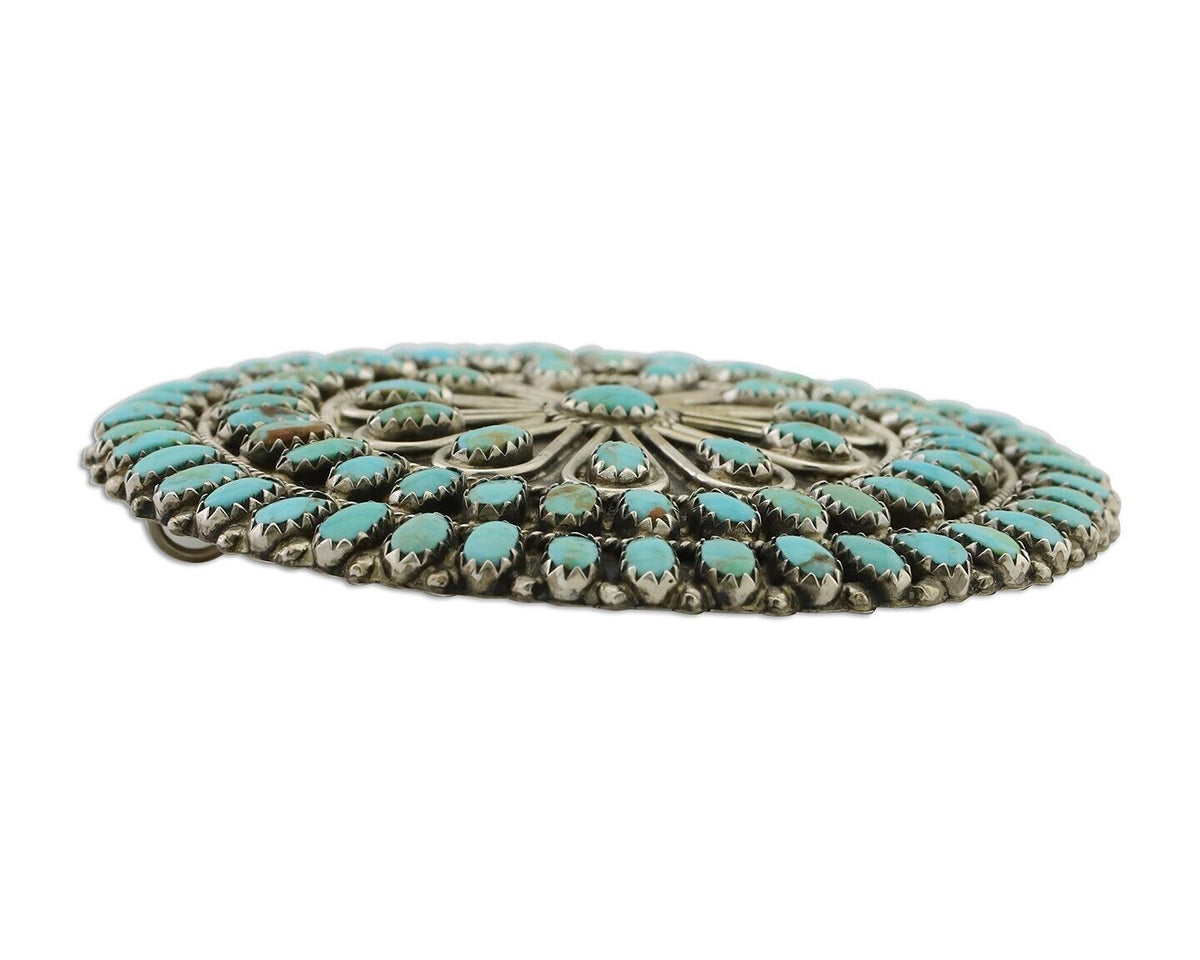 Navajo Pin Pendant 925 Silver Natural Kingman Turquoise Signed LMB C.80's