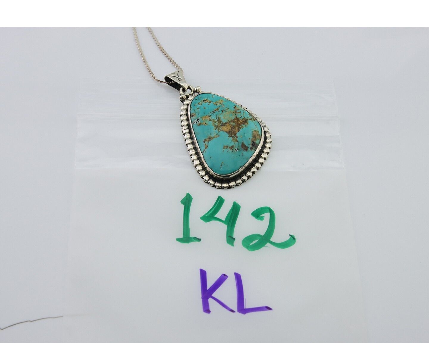 Navajo Necklace 925 Silver Natural Blue Turquoise Artist Signed M Montoya C.80's