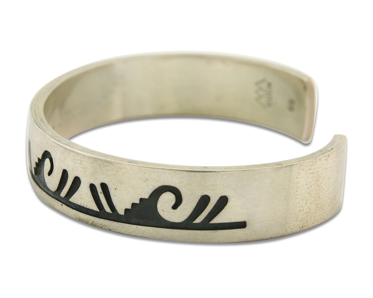 Vintage Hopi Bracelet 925 Silver Signed CUCH & Mountains Authentic Traditional