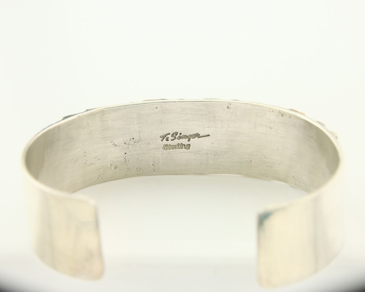 Navajo Bracelet Gold & 925 Silver Handmade 16 mm Wide Signed Thomas Singer C80s