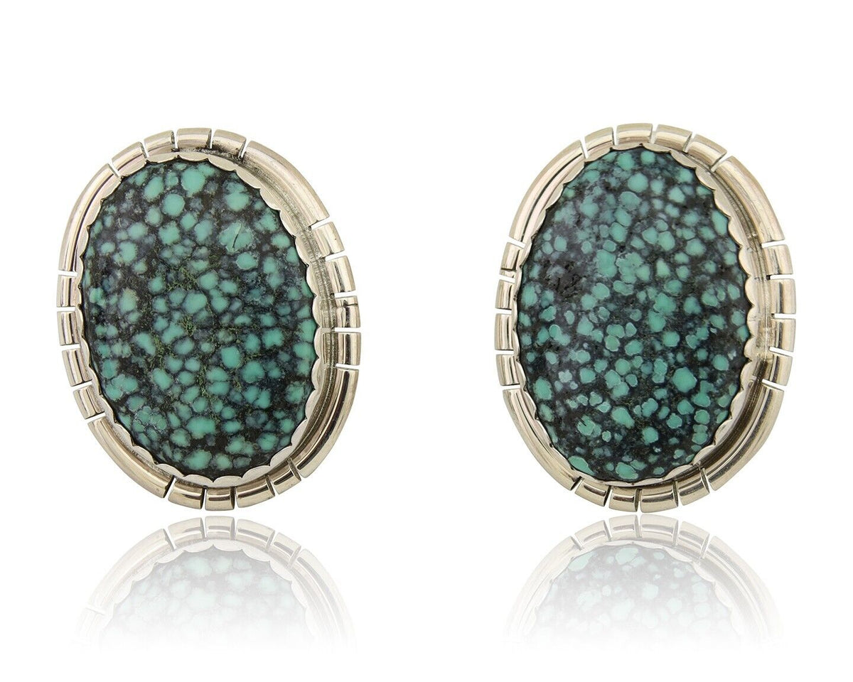 Navajo Earrings 925 Silver Mine 8 Turquoise Native American Artist C.80's