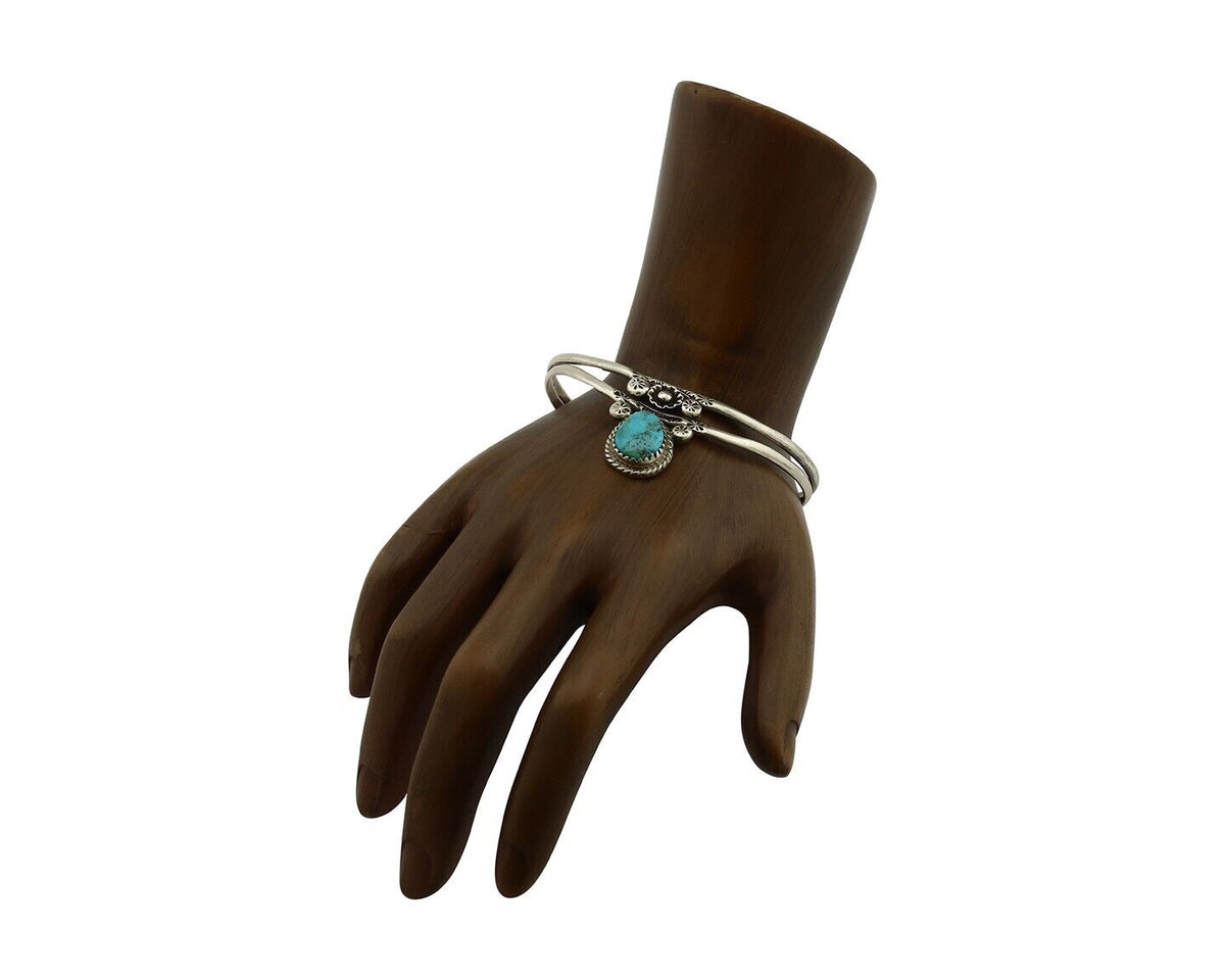Navajo Bracelet 925 Silver Kingman Turquoise Artist Native American C.80's