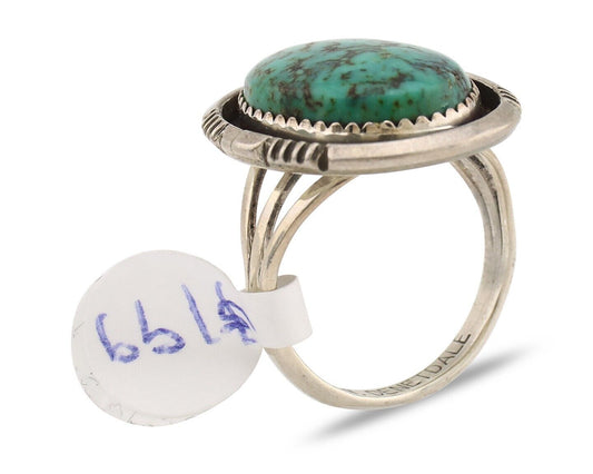 Navajo Ring 925 Silver Spiderweb Turquoise Artist Signed William Denetdale C.80s