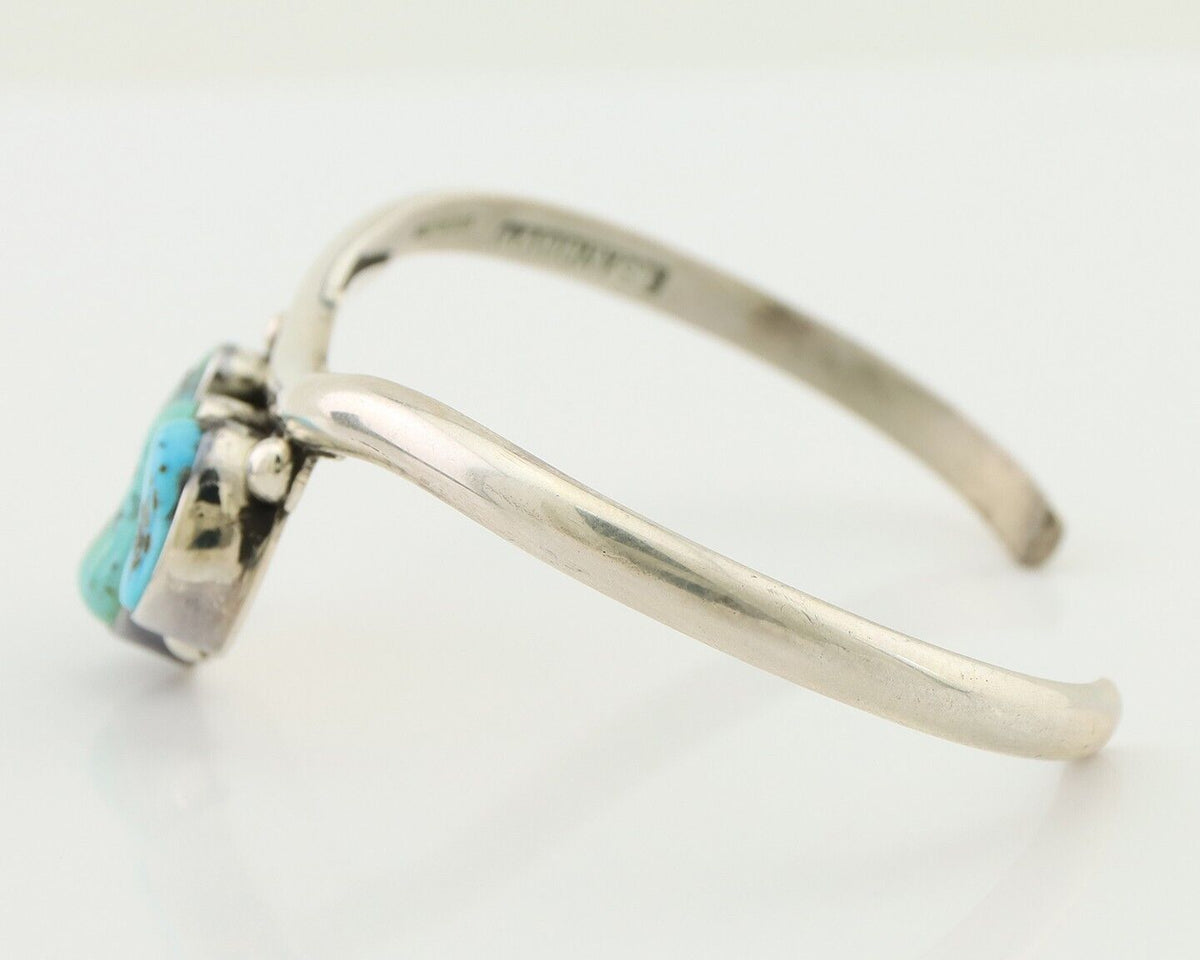 Navajo Bracelet 925 Silver Morenci Turquoise Artist Signed Frank Sandoval C.80's