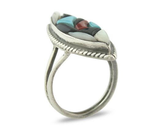 Vintage Zuni Ring 925 Sterling Silver Natural Gemstone Size 5.75