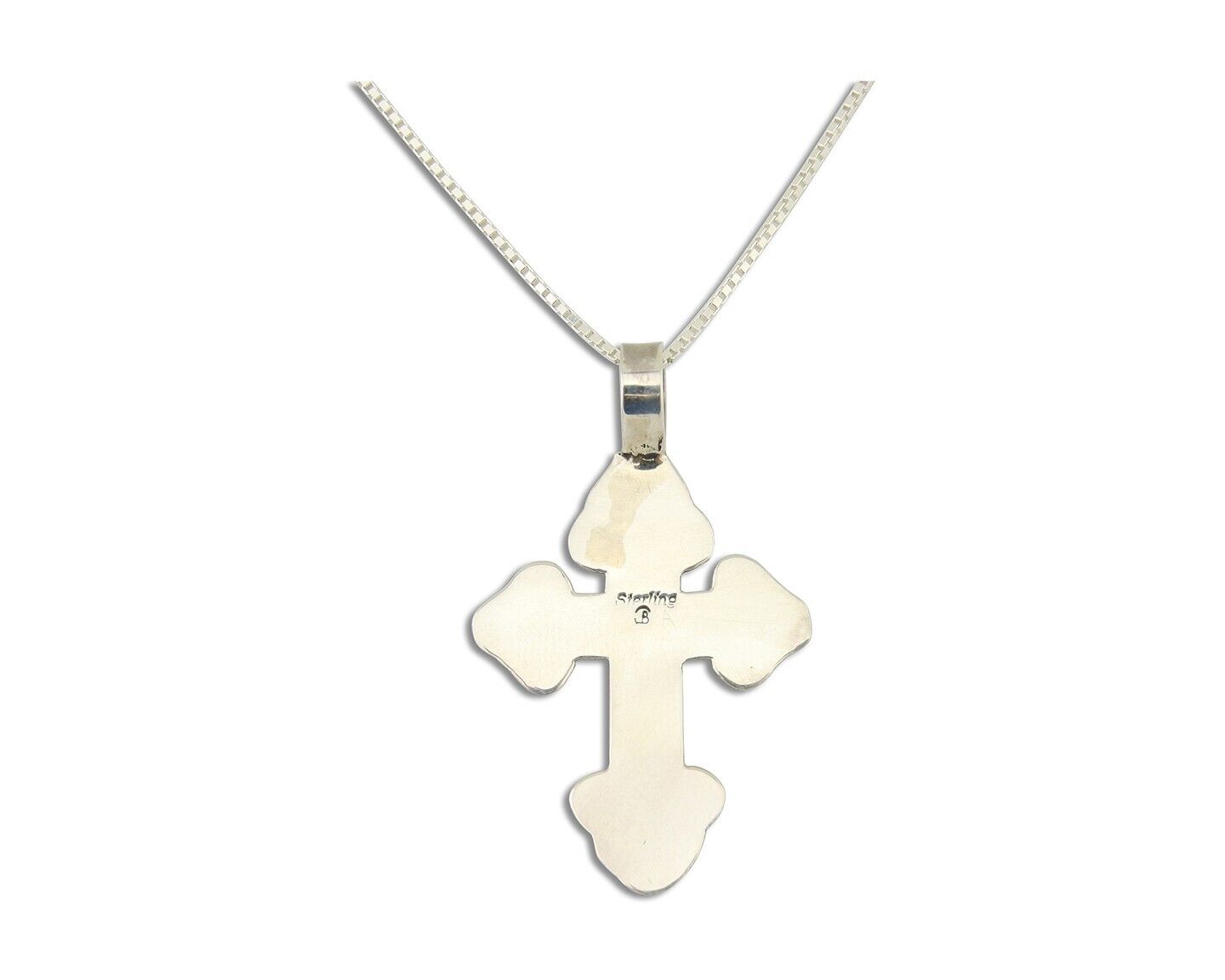Navajo Cross Necklace 925 Silver Mediterranean Coral Artist Signed CB C80s