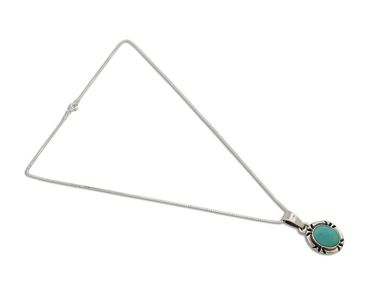 Navajo Necklace 925 Silver Arizona Turquoise Handmade Signed Gecko C.90's