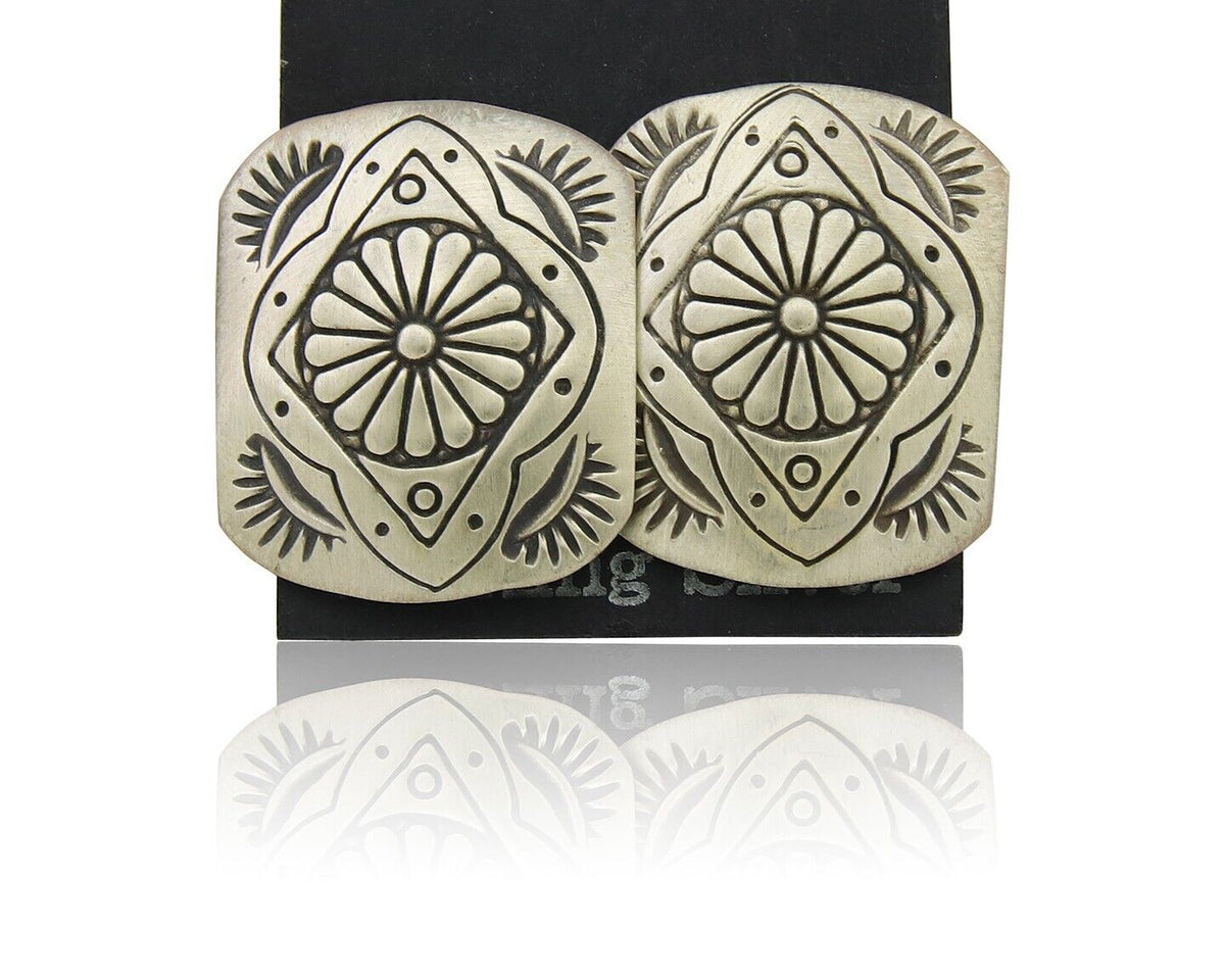 Navajo Concho Earrings 925 Silver Native American Artist C.80's